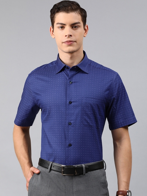 

Louis Philippe Men Blue Regular Fit Self Design Formal Shirt