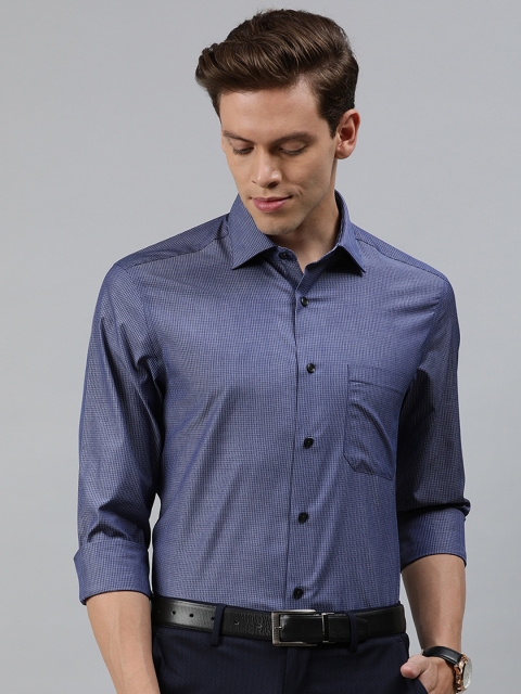 

Louis Philippe Men Navy Blue & White Regular Fit Checked Formal Shirt