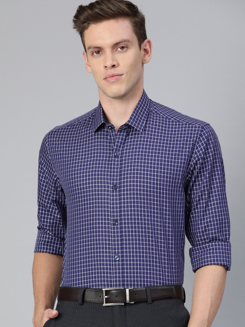 

Louis Philippe Men Navy Blue & White Slim Fit Checked Formal Shirt