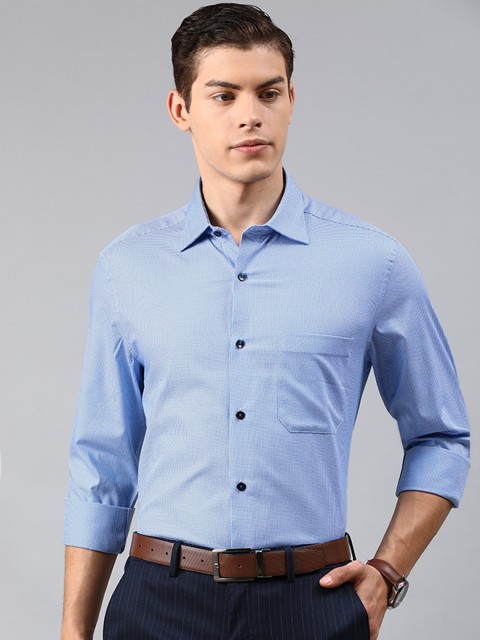 

Louis Philippe Men Blue & White Regular Fit Self Design Formal Shirt