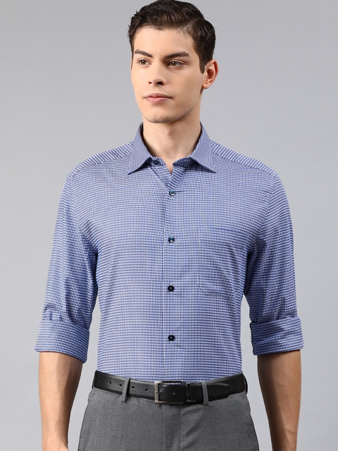 

Louis Philippe Men Blue & White Classic Fit Self Design Formal Shirt