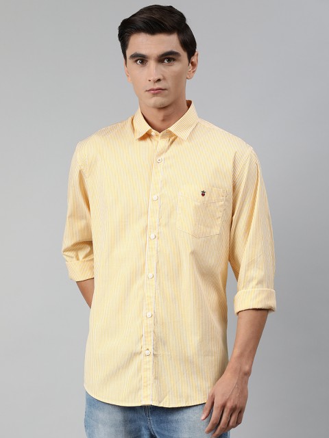 

Louis Philippe Sport Men White & Mustard Yellow Slim Fit Striped Casual Shirt