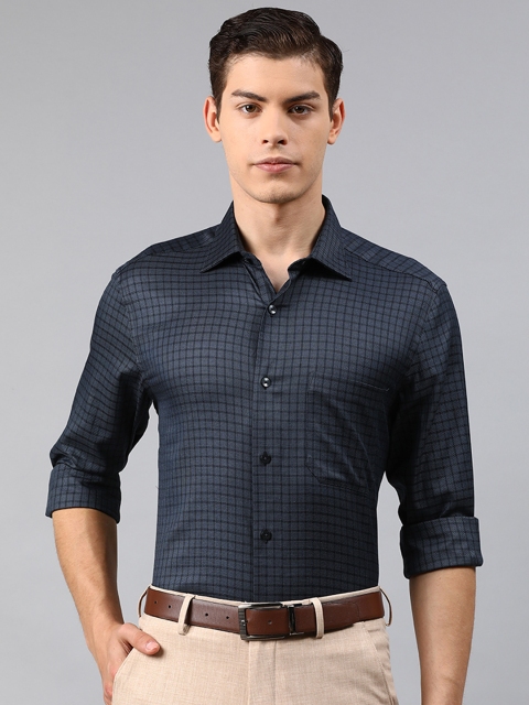 

Louis Philippe Men Charcoal Grey Regular Fit Checked Formal Shirt