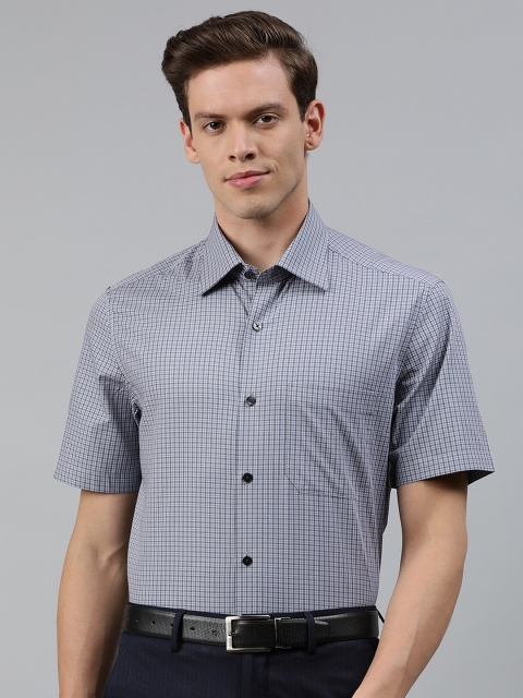 

Louis Philippe Men Grey & White Regular Fit Checked Casual Shirt