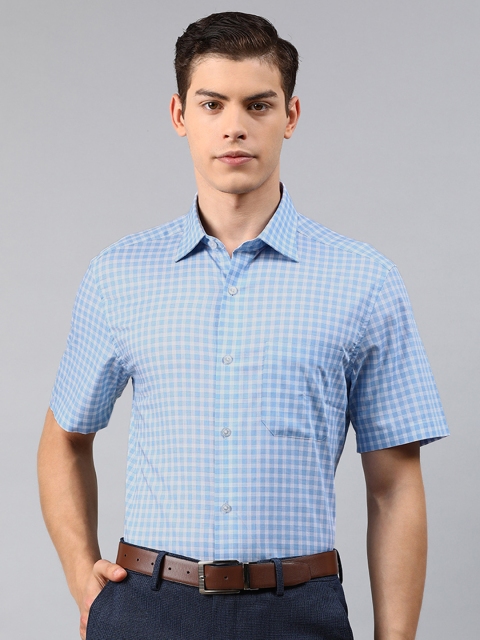 

Louis Philippe Men Blue & White Regular Fit Checked Formal Shirt