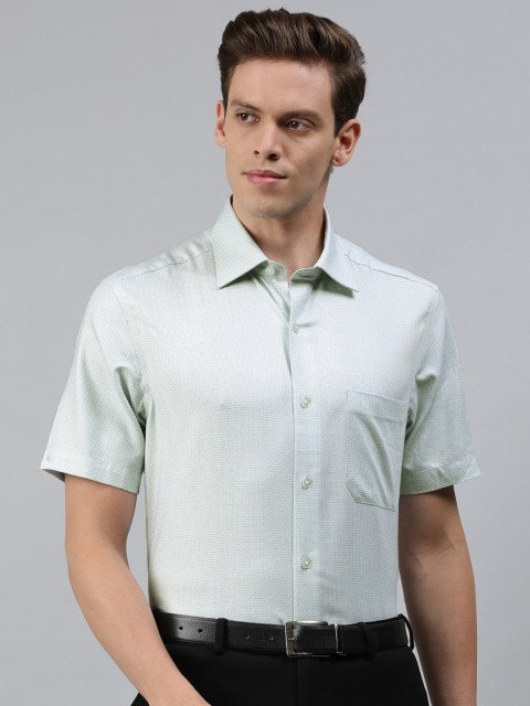 

Louis Philippe Men White & Green Classic Fit Self Design Formal Shirt