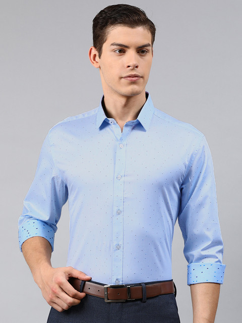

Louis Philippe Men Blue Slim Fit Self Design Formal Shirt