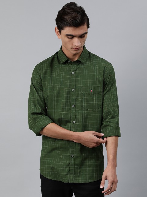 

Louis Philippe Sport Men Olive Green Slim Fit Checked Casual Shirt