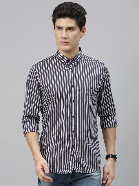

Louis Philippe Sport Men Navy Blue & White Slim Fit Striped Casual Shirt