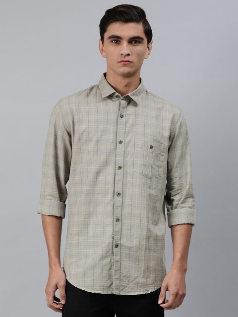 

Louis Philippe Sport Men Grey & Yellow Super Slim Fit Checked Casual Shirt