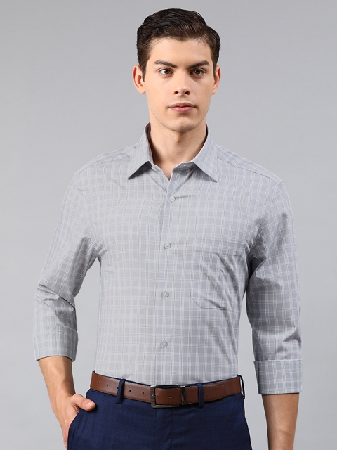 

Louis Philippe Men Grey & Black Regular Fit Checked Formal Shirt