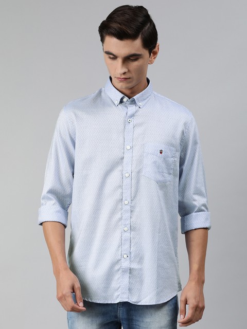 

Louis Philippe Sport Men Blue & White Super Slim Fit Self Design Casual Shirt