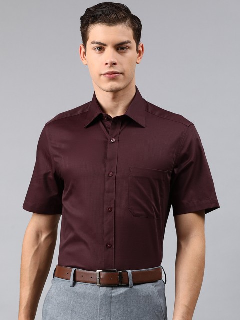 

Louis Philippe Men Burgundy Classic Fit Checked Formal Shirt
