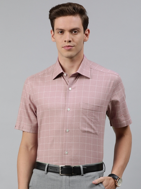 

Louis Philippe Men Pink & White Regular Fit Checked Formal Shirt