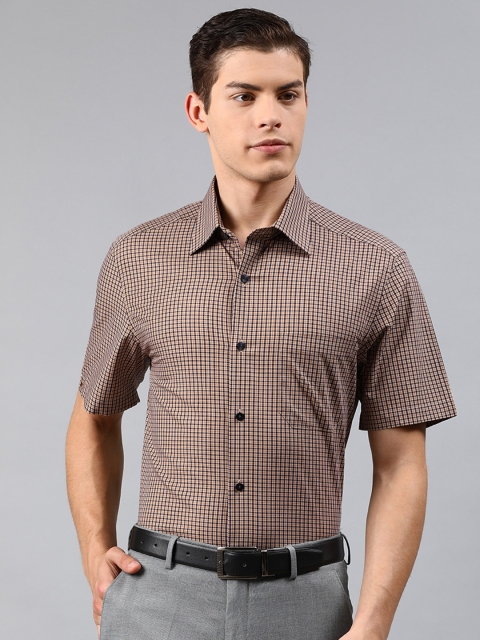 

Louis Philippe Men Brown & Black Classic Fit Checked Formal Shirt