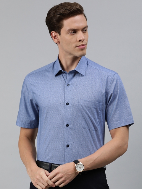 

Louis Philippe Men Navy Blue & Off-White Slim Fit Printed Casual Shirt
