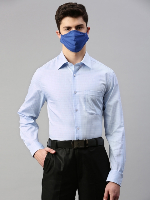 

Louis Philippe Men Blue White Classic Fit Checked Formal Shirt