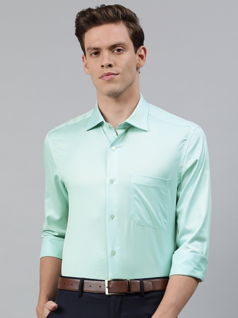 

Louis Philippe Men Sea Green Regular Fit Self Design Formal Shirt