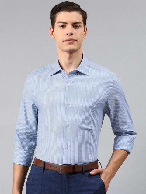 

Louis Philippe Men Blue & White Classic Fit Striped Casual Shirt