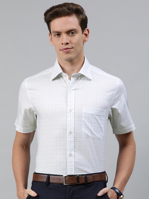 

Louis Philippe Men White & Blue Classic Fit Checked Formal Shirt