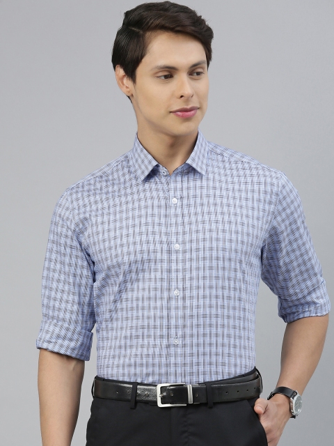 

Louis Philippe Men Blue & White Slim Fit Checked Formal Shirt