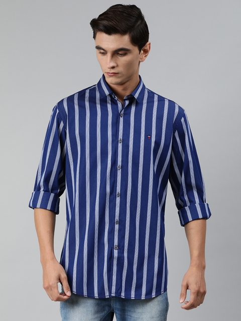 

Louis Philippe Sport Men Navy Blue & White Slim Fit Striped Casual Shirt