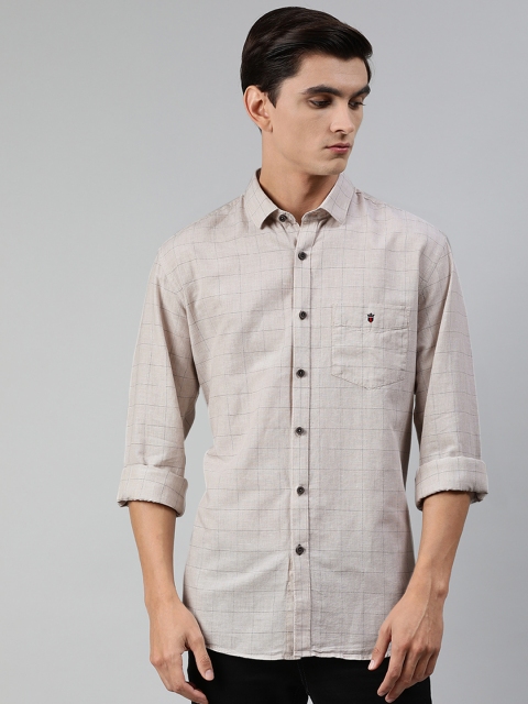 

Louis Philippe Sport Men Beige & Black Slim Fit Checked Cotton Linen Casual Shirt