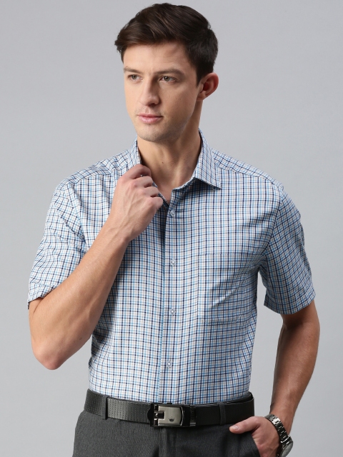 

Louis Philippe Men Blue Classic Tartan Checks Checked Formal Shirt