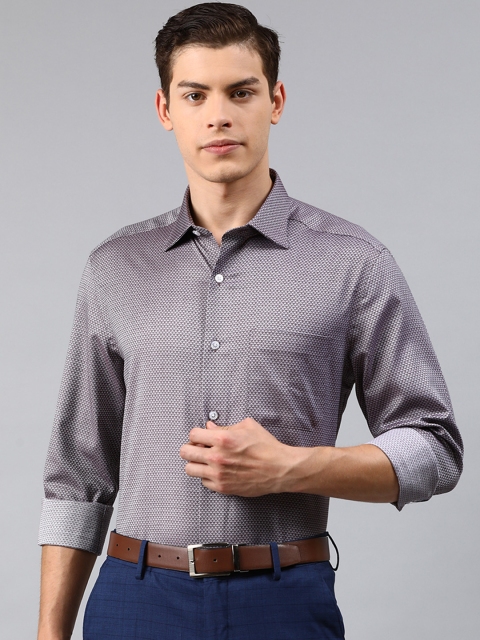 

Louis Philippe Men Grey & Black Regular Fit Self Design Formal Shirt