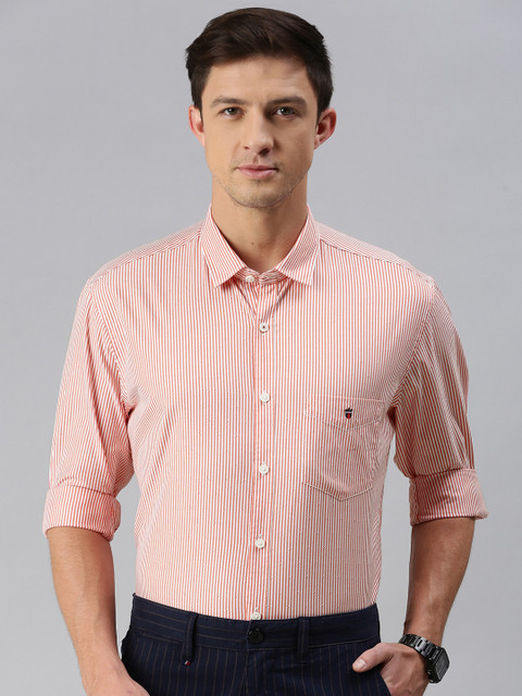 

Louis Philippe Sport Men Orange & White Slim Fit Striped Casual Shirt