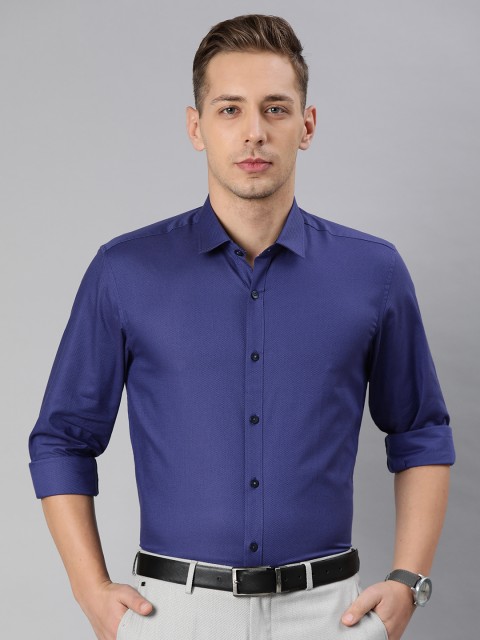 

Louis Philippe Men Blue Slim Fit Self Design Formal Shirt