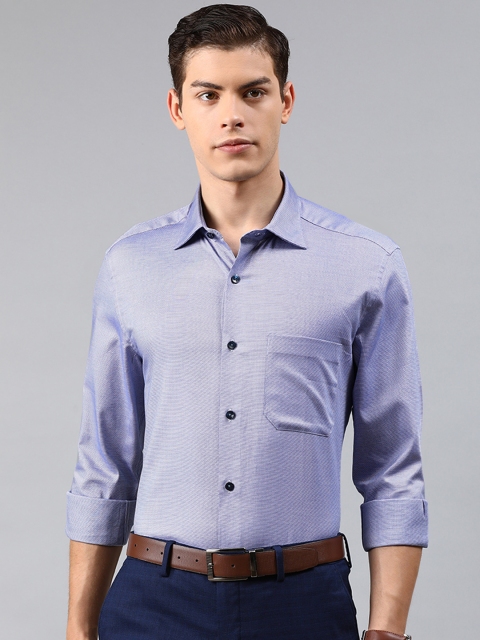 

Louis Philippe Men Blue & White Regular Fit Self Design Formal Shirt