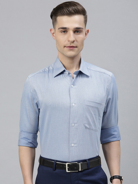 

Louis Philippe Men Blue & White Regular Fit Printed Formal Shirt