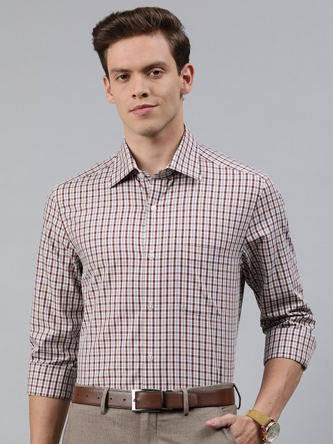 

Louis Philippe Men Maroon & White Regular Fit Checked Formal Shirt