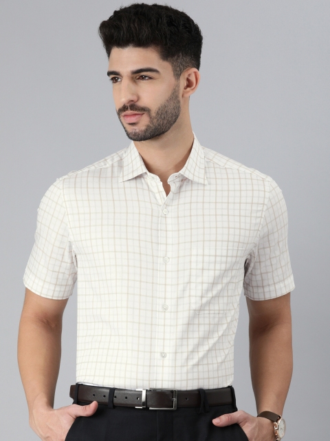 

Louis Philippe Men White Checked Casual Shirt