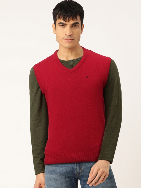 

Monte Carlo Men Red Solid Sweater Vest