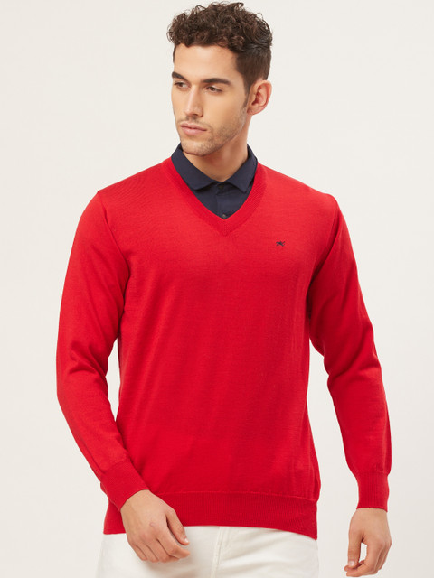 

Monte Carlo Men Red Solid Pullover Sweater