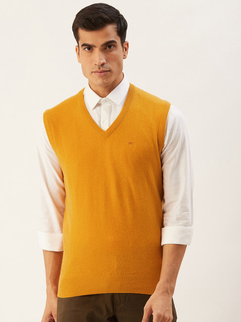 

Monte Carlo Men Mustard Yellow Solid Sweater Vest