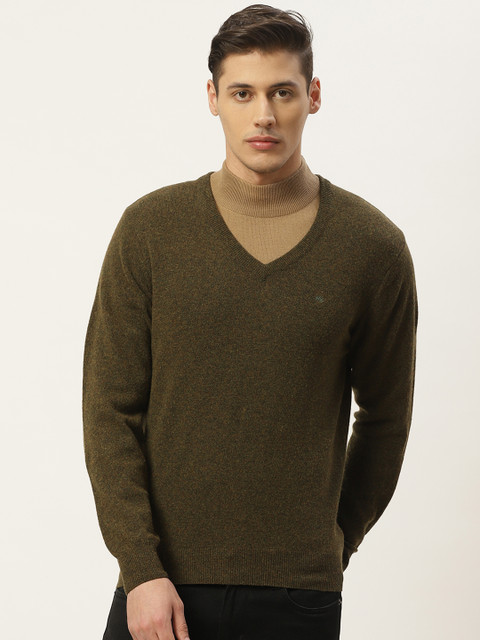 

Monte Carlo Men Green Solid Pullover Sweater
