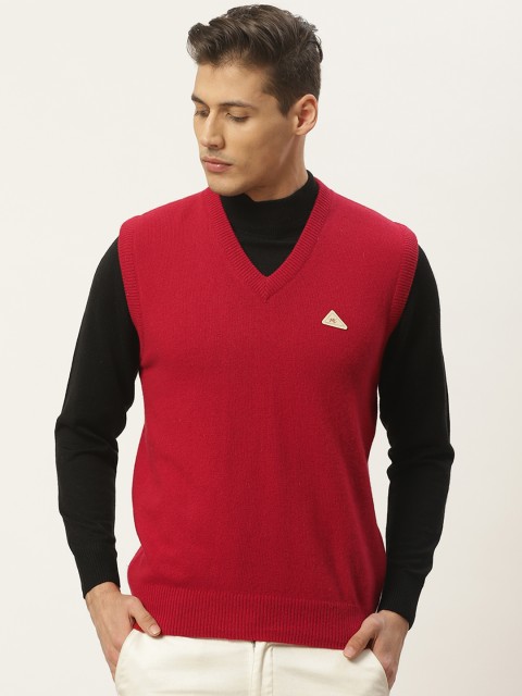 

Monte Carlo Men Red Solid Sweater Vest