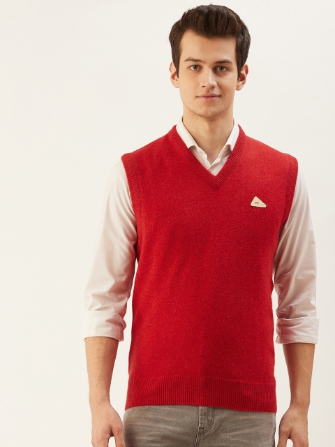 

Monte Carlo Men Red Solid Sweater Vest