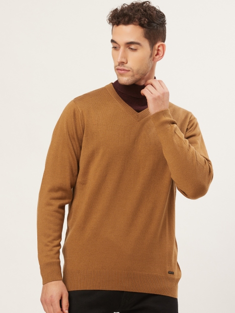 

Monte Carlo Men Mustard Brown Solid Pullover Sweater