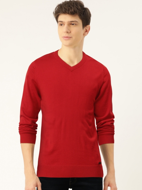 

Monte Carlo Men Red Solid Pullover Sweater