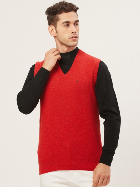 

Monte Carlo Men Red Solid Sweater Vest