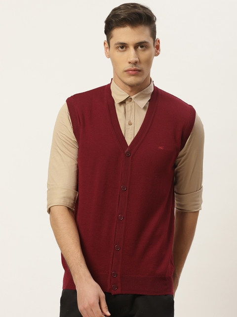 

Monte Carlo Men Maroon Solid Woollen Cardigan