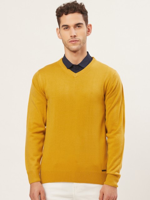 

Monte Carlo Men Mustard Yellow Solid Pullover Sweater