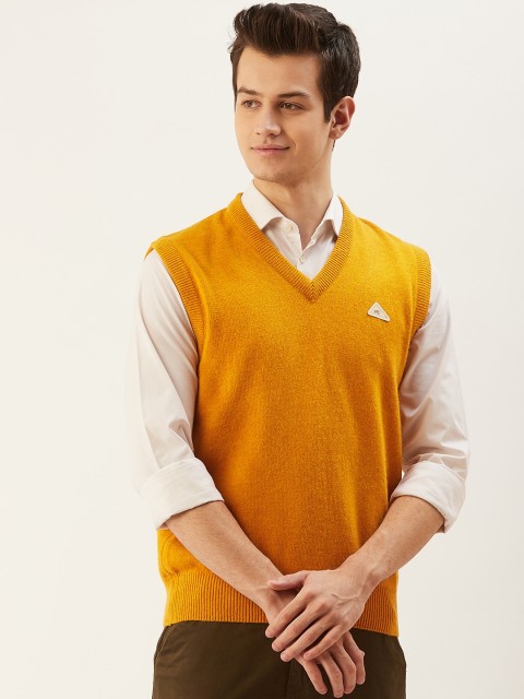 

Monte Carlo Men Mustard Yellow Solid Sweater Vest