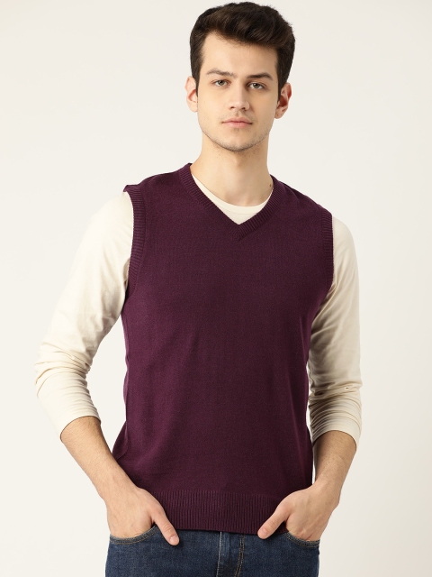 

Monte Carlo Men Purple Solid Sweater Vest Sweater