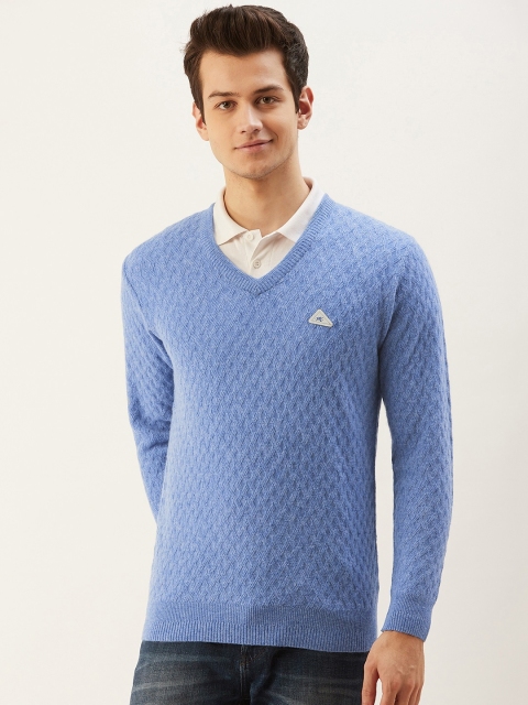 

Monte Carlo Men Blue Self Design Pullover