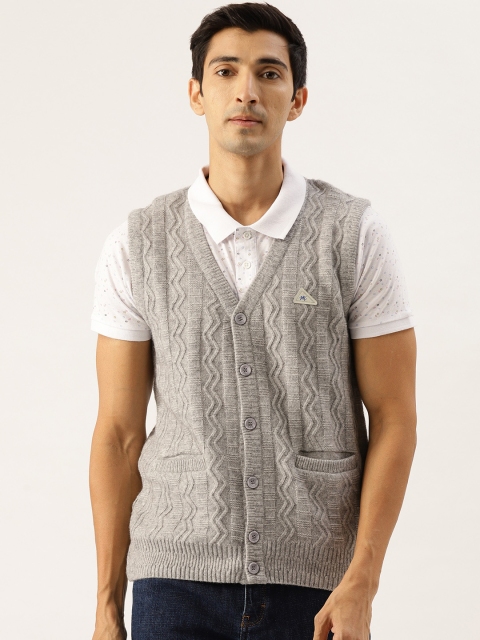 

Monte Carlo Men Grey Melange Chevron Design Cardigan